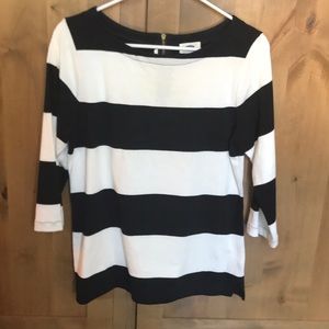 Black and white striped knit shirt